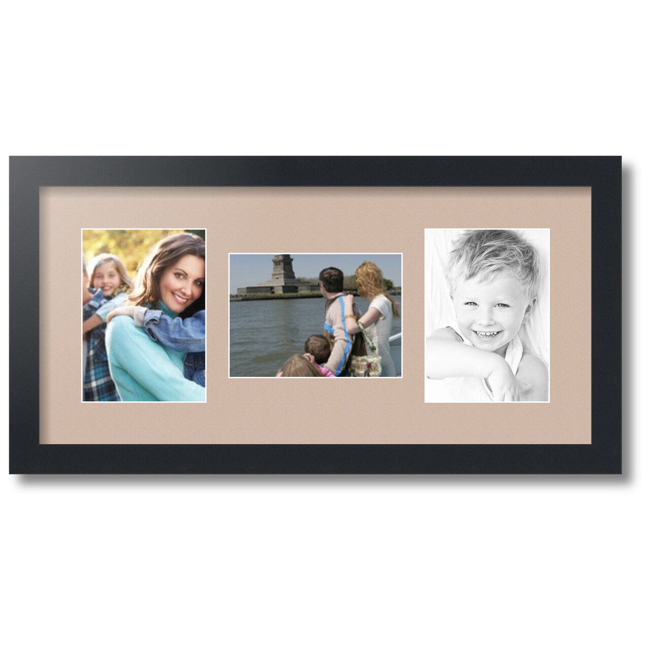 ArtToFrames Collage Photo Picture Frame with 3 - 5x7 inch Openings, Framed in Black with Over 62 Mat Color Options and Plexi Glass (CSM-3926-114)